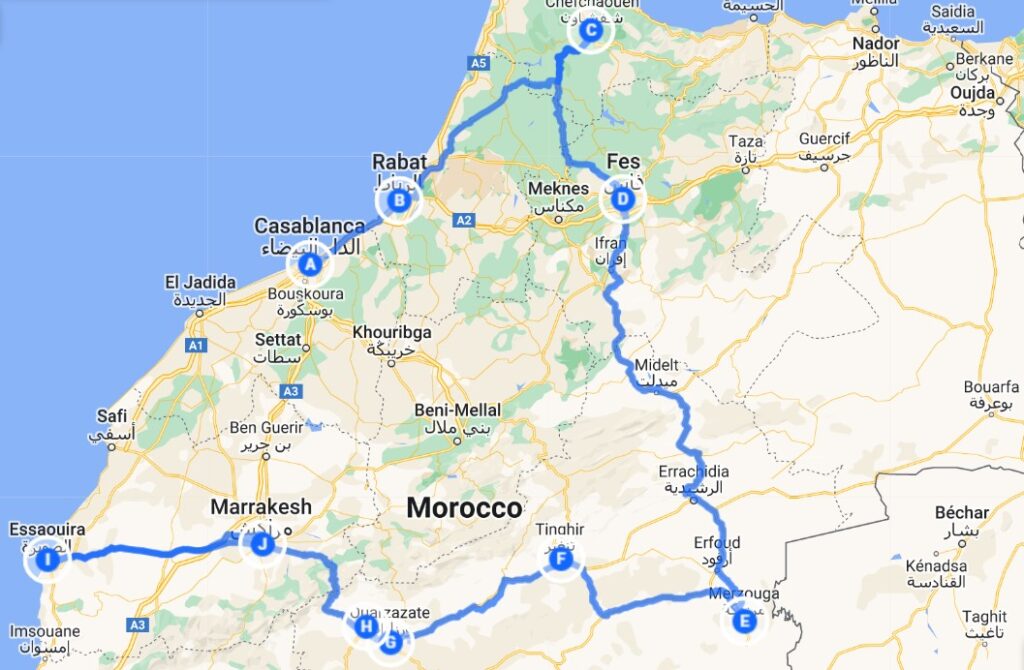 map 15 days from casablanca